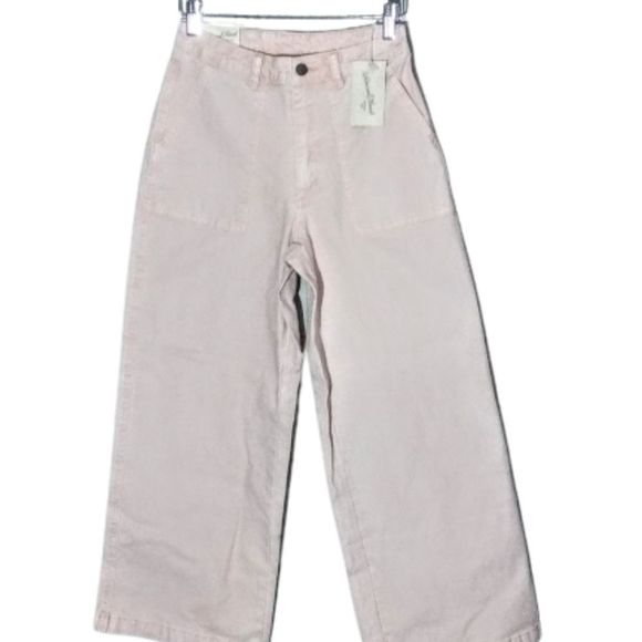 Women's High-Rise Wide Leg Cropped Jeans Pink - Picture 5 of 10